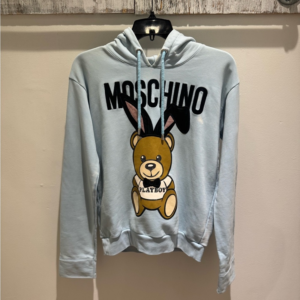 Moschino Light Blue Sweater With Bear Design